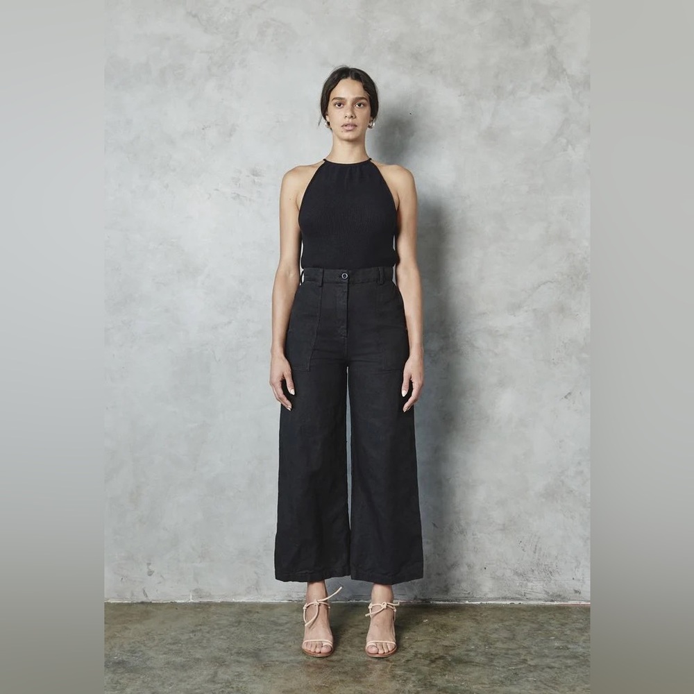 CARGO TROUSER BLACK HERRINGBONE